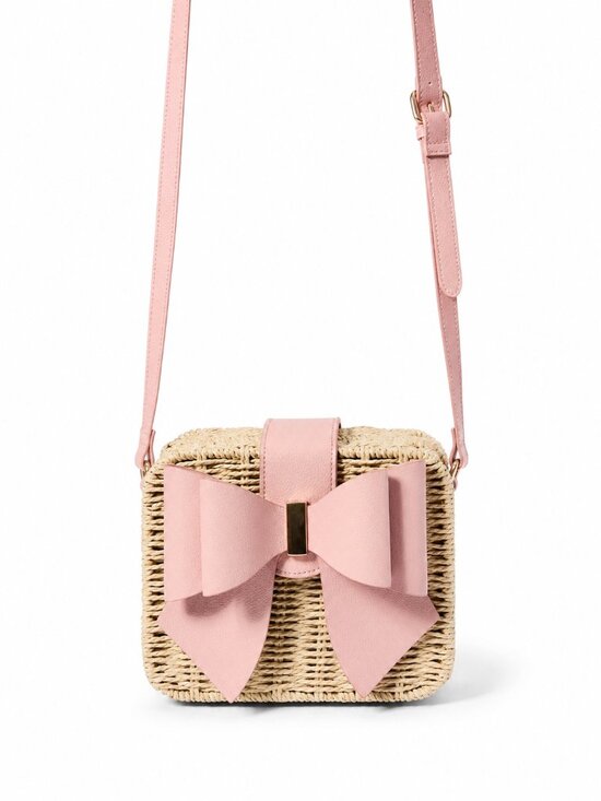 like dreams Handbags - Like Dreams Pink Bow Straw Crossbody Bag NWT Summer Vacation Coquette